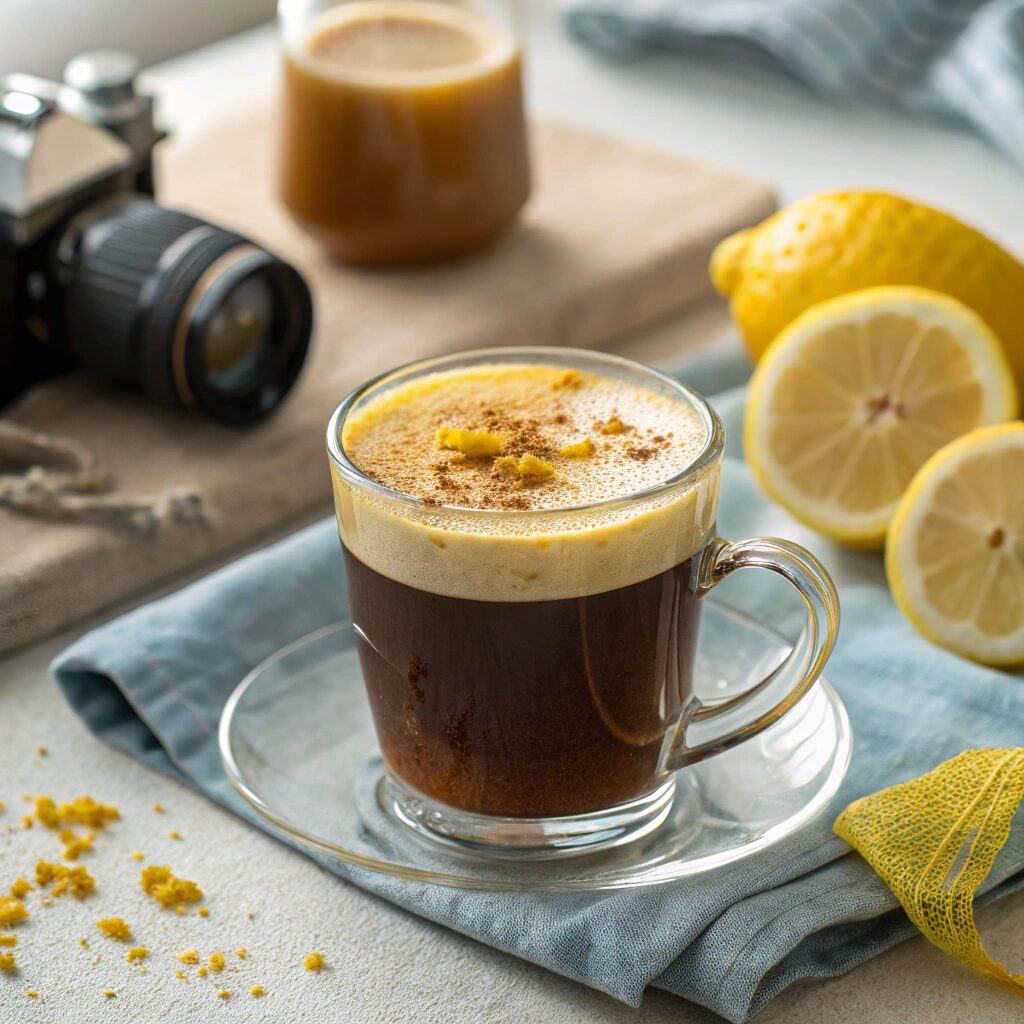 photo of a hot lemon coffee