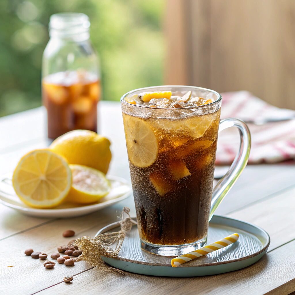 iced lemon coffee with a shot of cold brew coffee