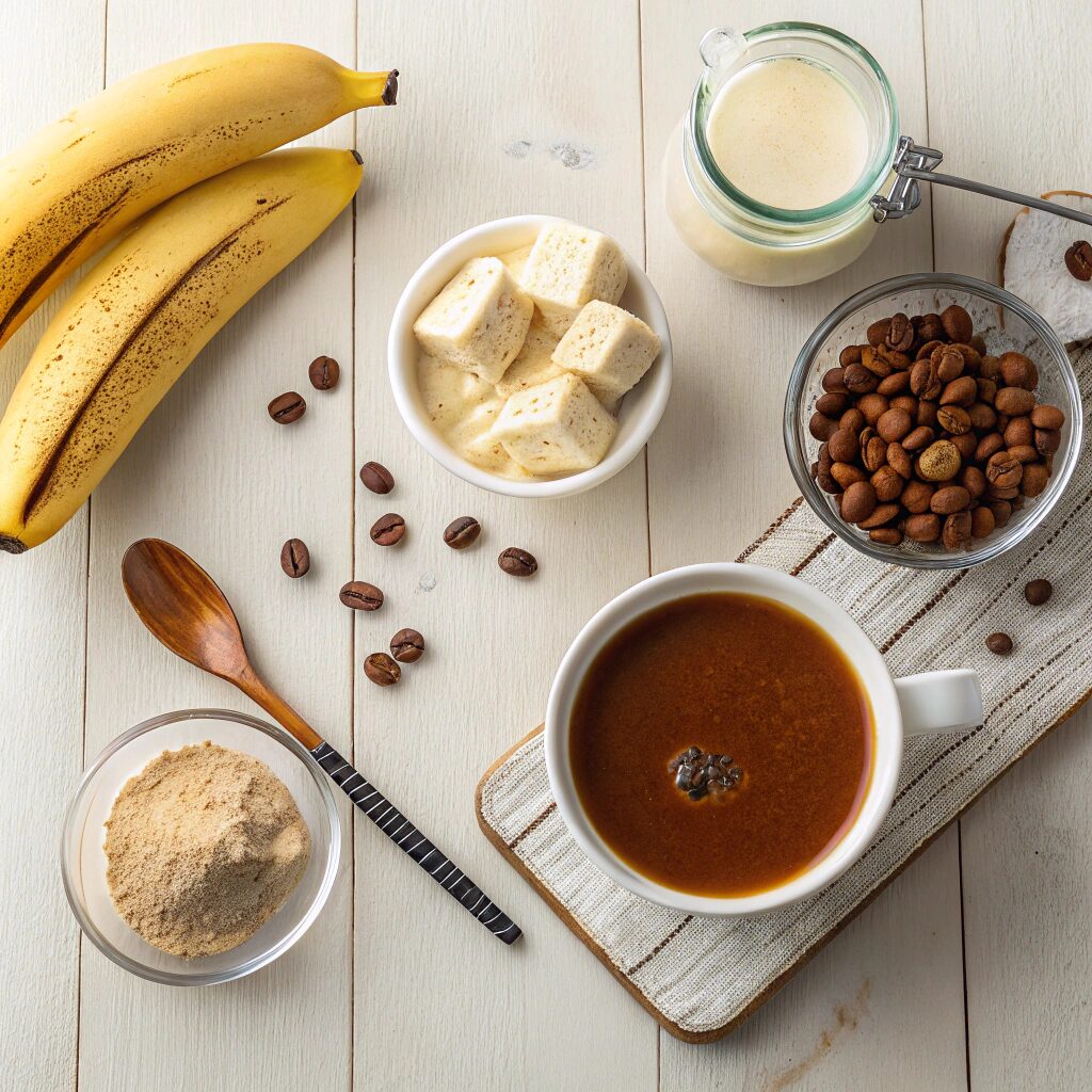 ingredients for the banana coffee smoothie