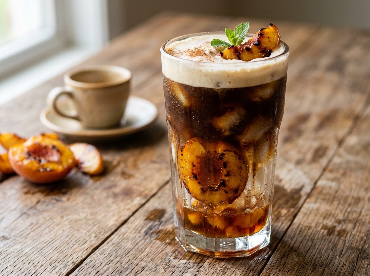 Roasted Peach Espresso with Brown Sugar Glaze