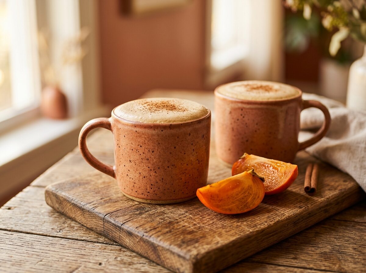 Persimmon Spice Latte with Brown Sugar Foam